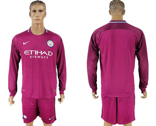 Manchester City Blank Away Long Sleeves Soccer Club Jersey